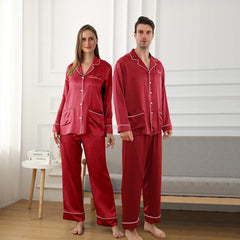 Long Silk Pajamas Home Wear For Couple