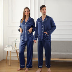 Long Silk Pajamas Home Wear For Couple