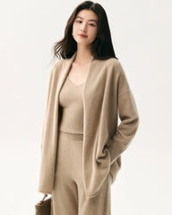 100% Cashmere Belted Shawl Collar Cardigan