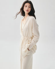 100% Cashmere Belted Shawl Collar Cardigan