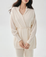 100% Cashmere Belted Shawl Collar Cardigan