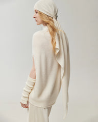 100% Cashmere Cap-Sleeve Mock Neck Loose Vest