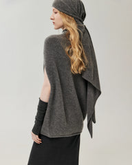 100% Cashmere Cap-Sleeve Mock Neck Loose Vest