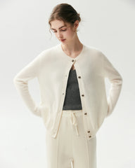 100% Cashmere Classic Crewneck Cardigan