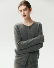 100% Cashmere Classic Crewneck Cardigan