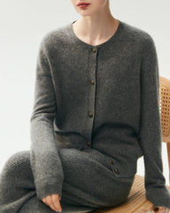 100% Cashmere Classic Crewneck Cardigan