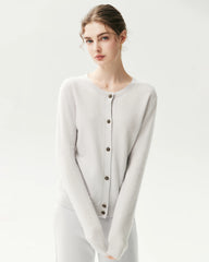 100% Cashmere Classic Crewneck Cardigan