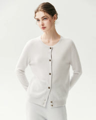 100% Cashmere Classic Crewneck Cardigan