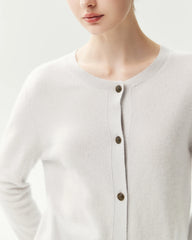 100% Cashmere Classic Crewneck Cardigan