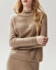 100% Cashmere Classic Stand Collar Pullover