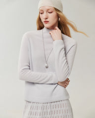 100% Cashmere Classic Stand Collar Pullover
