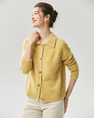 100% Cashmere Collared Speckled Cardigan