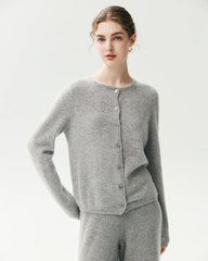 100% Cashmere Crewneck Button-Down Cardigan