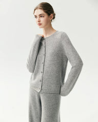 100% Cashmere Crewneck Button-Down Cardigan