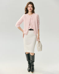 100% Cashmere Crewneck Button-Down Cardigan