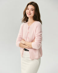 100% Cashmere Crewneck Button-Down Cardigan