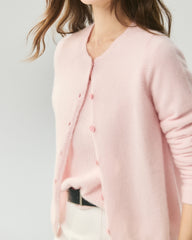 100% Cashmere Crewneck Button-Down Cardigan