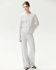 100% Cashmere Crewneck Button-Down Cardigan