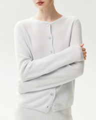 100% Cashmere Crewneck Button-Down Cardigan