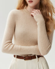 100% Cashmere Fitted Crewneck Knit Top