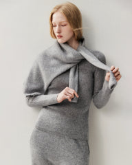 100% Cashmere Fitted Crewneck Knit Top