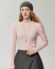100% Cashmere Fitted Crewneck Knit Top