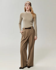 100% Cashmere Fitted Crewneck Knit Top