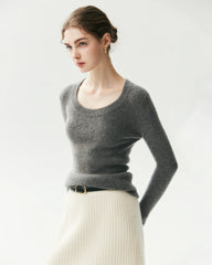 100% Cashmere Fitted Scoop Neck Sweater