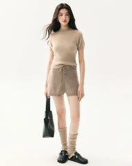 100% Cashmere Fitted Short Sleeve Sweater