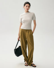 100% Cashmere Fitted Short Sleeve Sweater