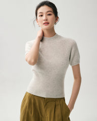 100% Cashmere Fitted Short Sleeve Sweater