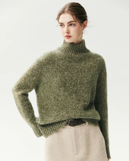 100% Cashmere Relaxed Mock Neck Sweater
