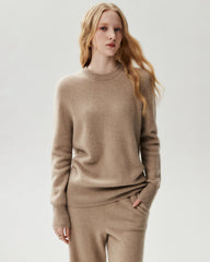 100% Cashmere Relaxed Ribbed Crewneck Sweater