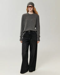 100% Cashmere Relaxed Ribbed Crewneck Sweater