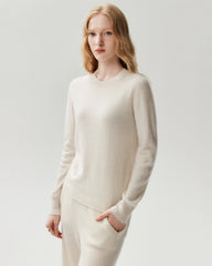 100% Cashmere Ribbed Crew Neck Pullover