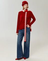 100% Cashmere Ribbed Crew Neck Pullover