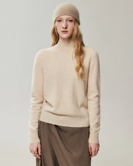 100% Cashmere Ribbed Mock Neck Sweater
