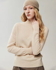 100% Cashmere Ribbed Mock Neck Sweater