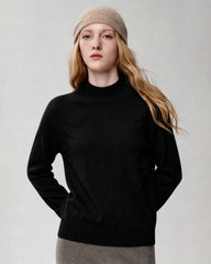 100% Cashmere Ribbed Mock Neck Sweater