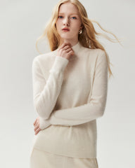 100% Cashmere Ribbed Mock Neck Sweater