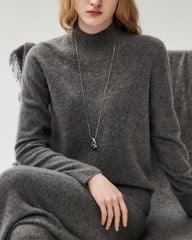100% Cashmere Ribbed Mock Neck Sweater