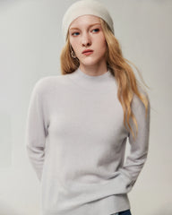 100% Cashmere Ribbed Mock Neck Sweater