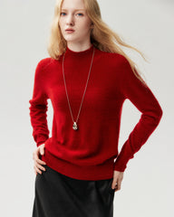 100% Cashmere Ribbed Mock Neck Sweater