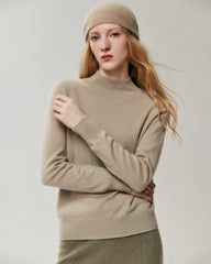 100% Cashmere Ribbed Mock Neck Sweater
