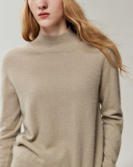 100% Cashmere Ribbed Mock Neck Sweater