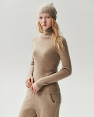 100% Cashmere Ribbed Turtleneck Sweater