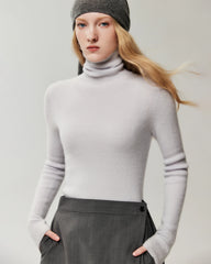 100% Cashmere Ribbed Turtleneck Sweater
