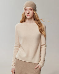 100% Cashmere Rolled-Edge Crew Neck Sweater
