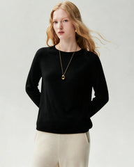 100% Cashmere Rolled-Edge Crew Neck Sweater