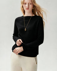 100% Cashmere Rolled-Edge Crew Neck Sweater